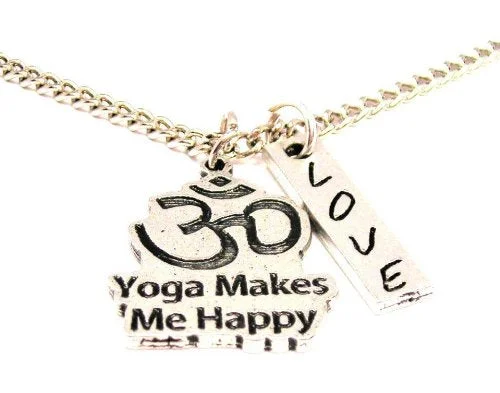 Personalized Infinity Necklace-Yoga Makes Me Happy Love Stick Necklace