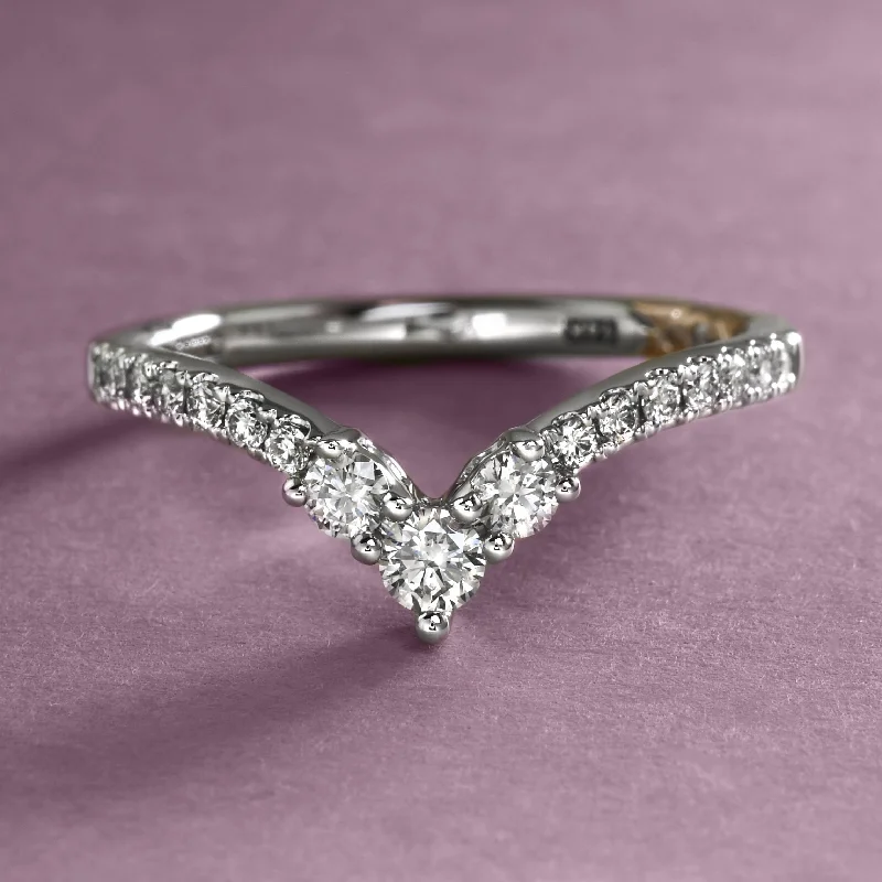 Two-Tone Engagement Ring-Extra-Sparkly Chevron Band By A.Jaffe