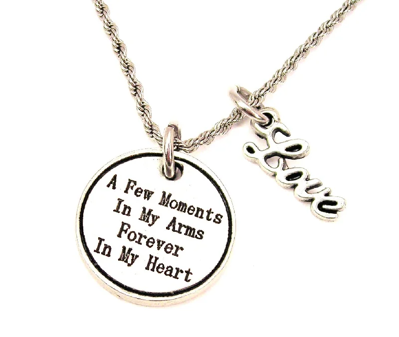 Layered Gold Necklace-A Few Moments In My Arms Forever In My Heart 20" Chain Necklace With Cursive Love Accent