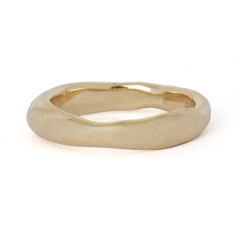 Gold Birthstone Ring-Organic Liquid Gold Band Medium