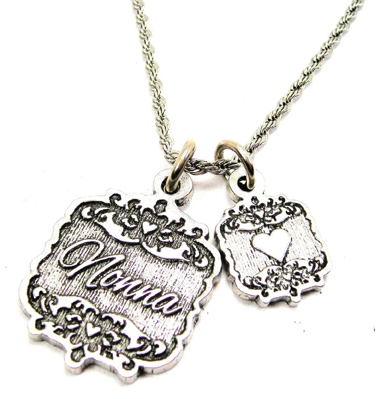 Simple Choker Necklace-Nonna Victorian Scroll With Victorian Accent Heart 20" Chain Necklace