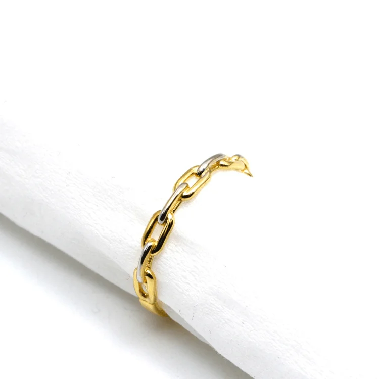 Classic Wedding Band Set-Real Gold 2 Color Cable Twisted Unisex Ring 1090 (SIZE 10) R2269