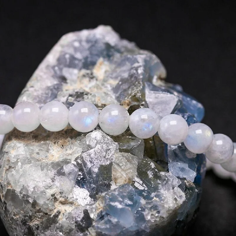 Pearl and Crystal Bracelet-Rainbow Moonstone Bead Bracelet