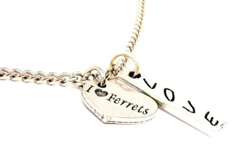 Women’s Fashion Necklace-I Love Ferrets Love Stick Necklace