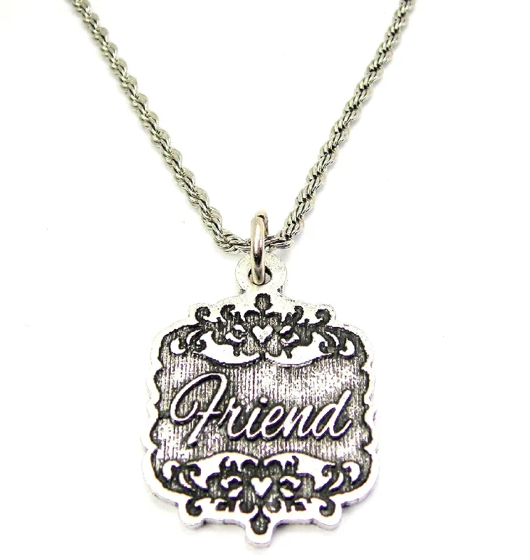 Artistic Statement Necklace-Friend Victorian Scroll Single Charm Necklace