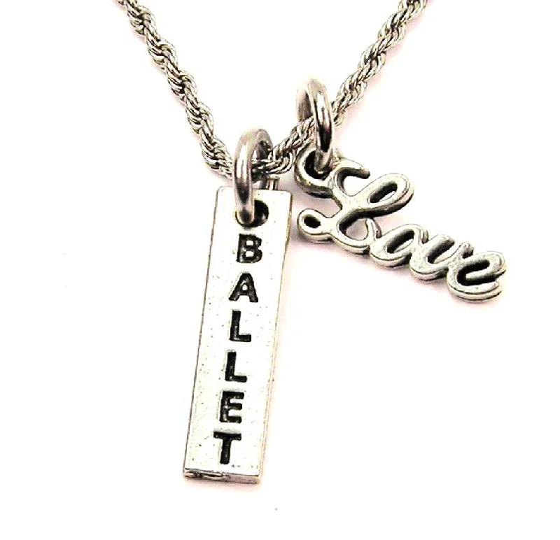 Silver Chain Necklace-Ballet 20" Chain Necklace With Cursive Love Accent