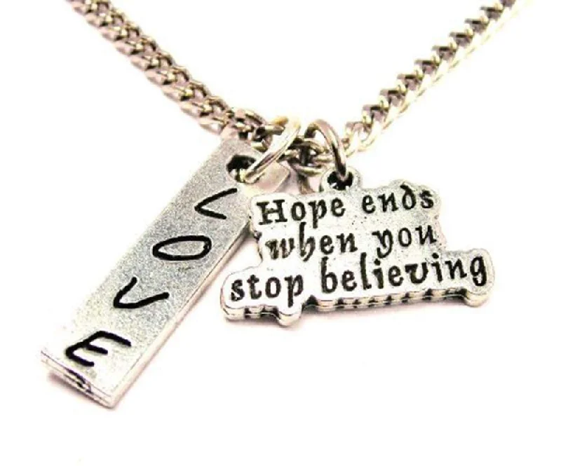 Modern Chain Necklace-Hope Ends When You Stop Believing Love Stick Necklace