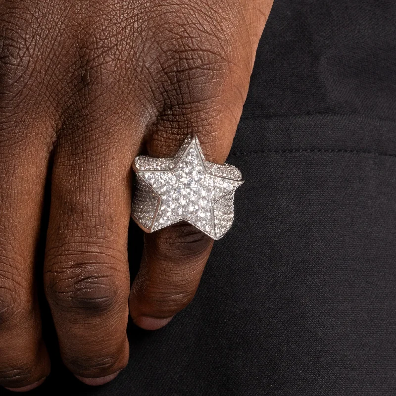 Diamond Ring with Matching Band-Iced Star Ring