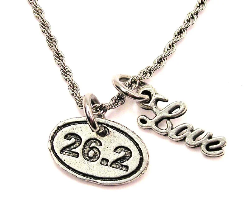 Designer Diamond Necklace-26.2 Marathon 20" Chain Necklace With Cursive Love Accent