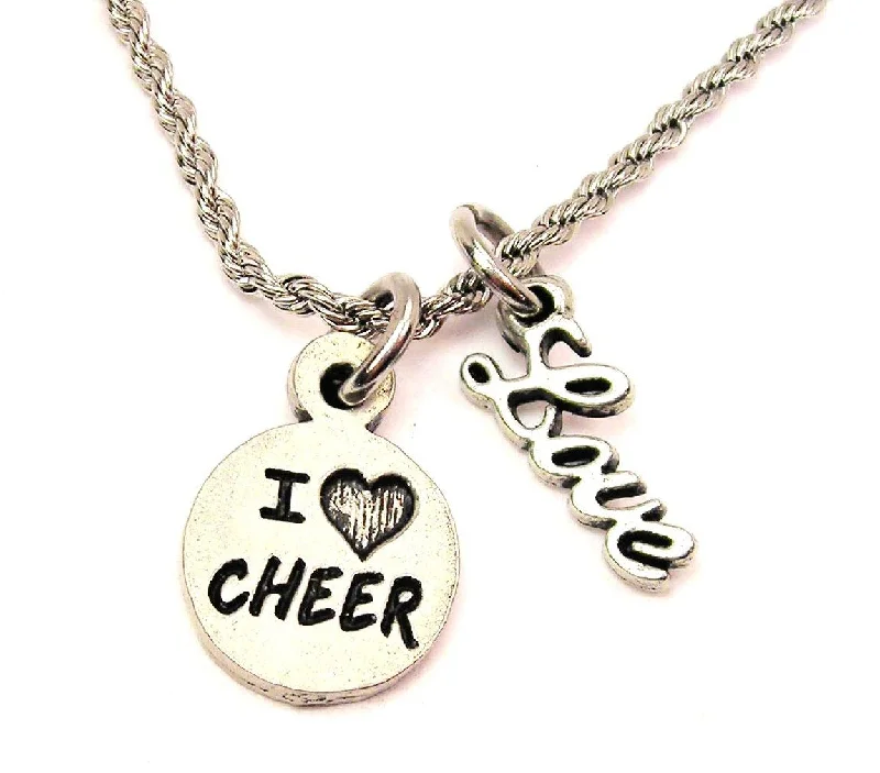 Luxury Pearl Necklace-I Love Cheer 20" Chain Necklace With Cursive Love Accent