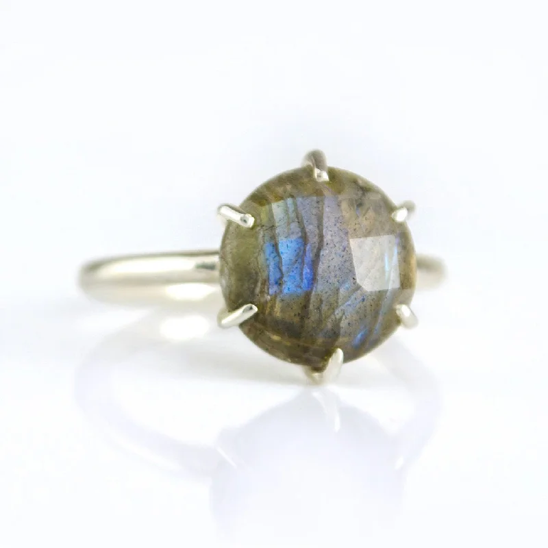 Women’s Ring with Gemstones-Labradorite Round Prong Set Ring