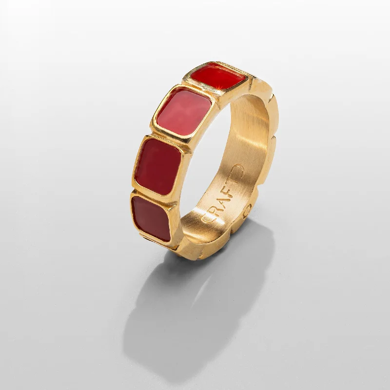 Elegant Platinum Engagement Ring-Red Stone Band Ring (Gold)