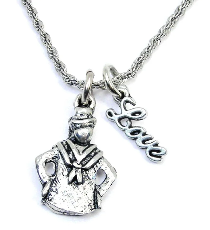 Classic Diamond Necklace-Sailor 20" Rope Necklace With Love