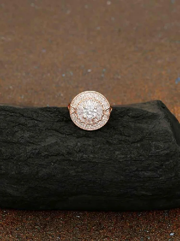 Dainty Engagement Ring-Rose Gold Lucy Zirconia Ring - EOSS