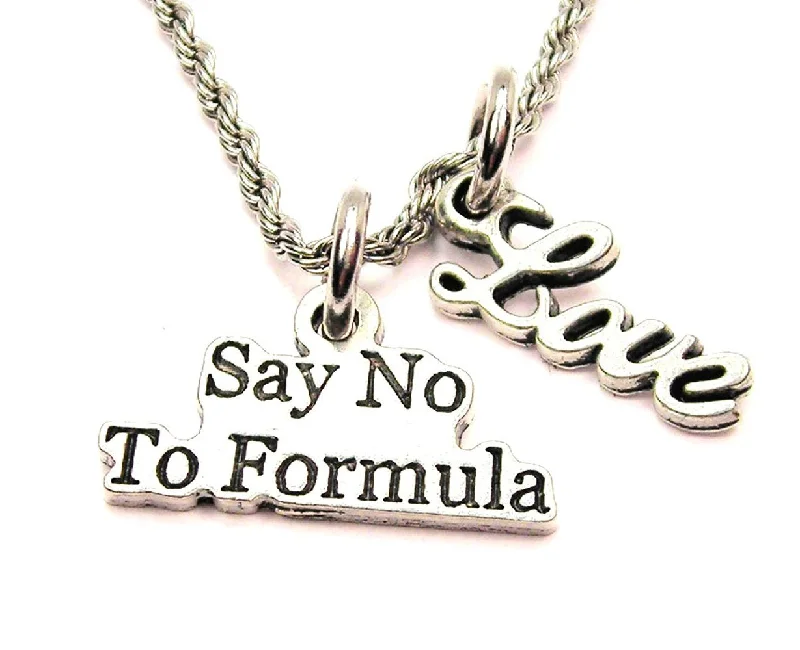 Bold Statement Necklace-Say No To Formula 20" Chain Necklace With Cursive Love Accent