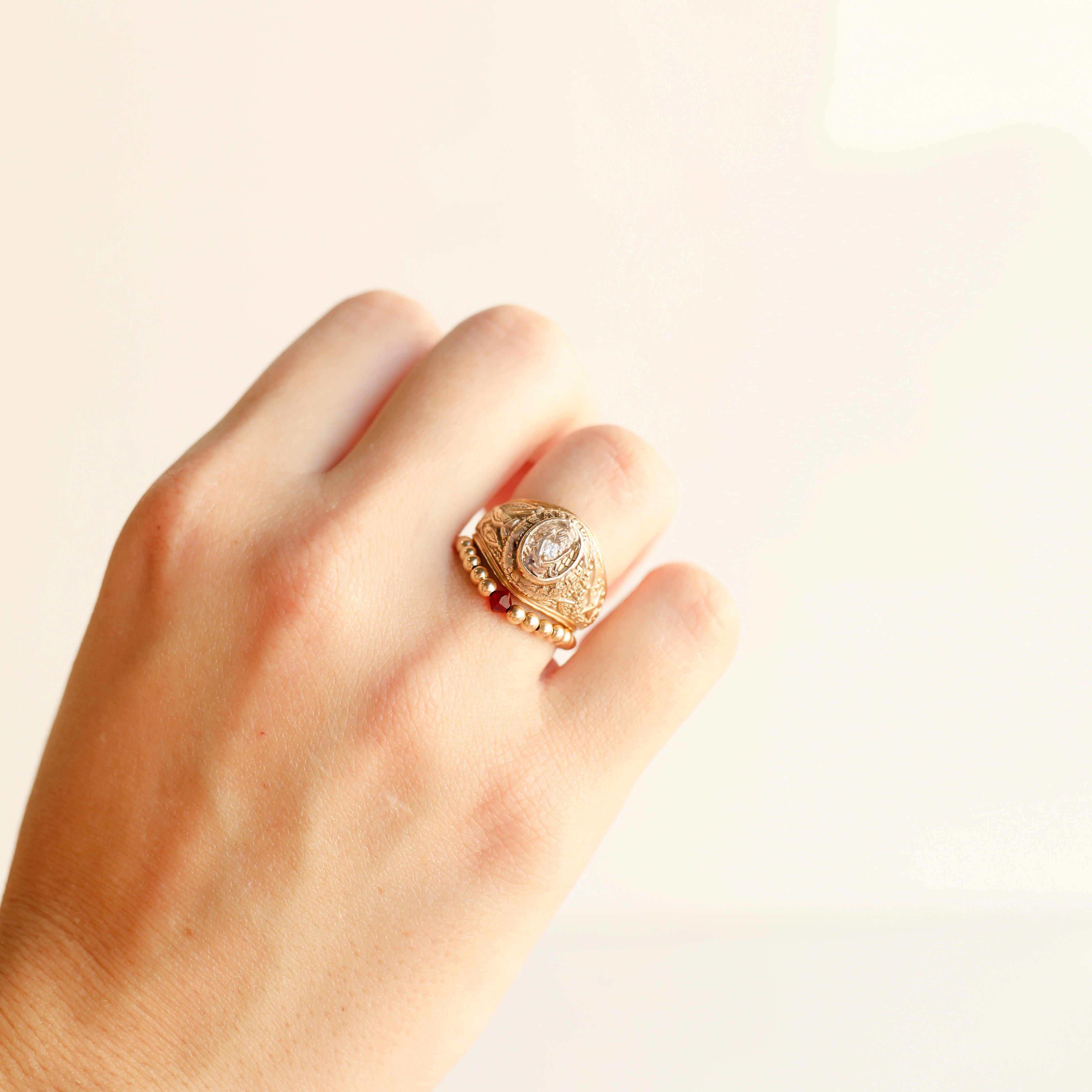 Personalized Ring with Initials-Beaded Blondes | Rev Ring in Maroon