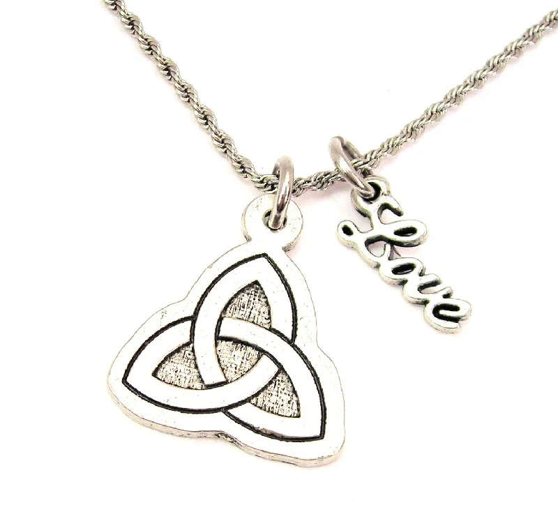 Casual Bead Necklace-Triquetra 20" Chain Necklace With Cursive Love Accent