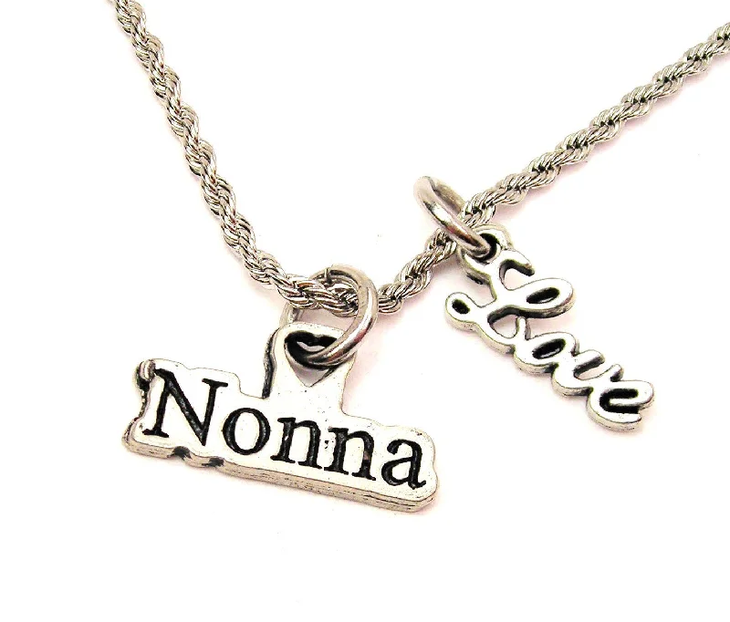 Layered Chain Necklace-Nonna 20" Chain Necklace With Cursive Love Accent