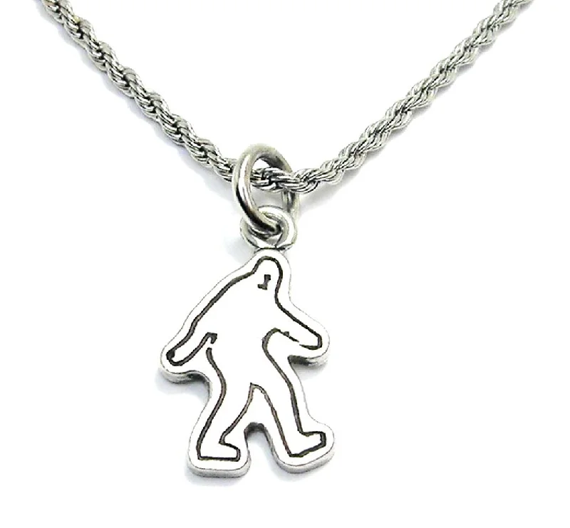 Personalized Heart Necklace-Bigfoot Silhouette Single Charm Necklace