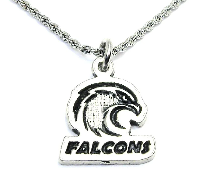 Retro Style Necklace-Falcons Mascot With Falcon Single Charm Necklace