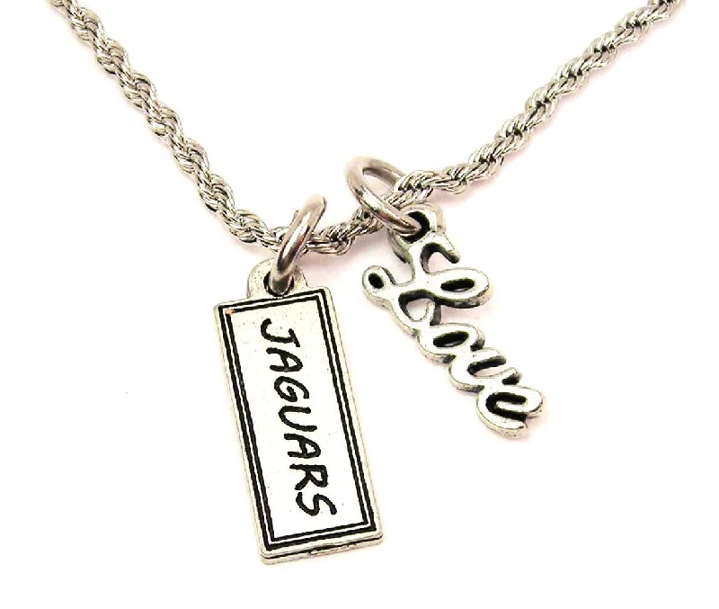 Classic Diamond Necklace-Jaguars Tab 20" Chain Necklace With Cursive Love Accent