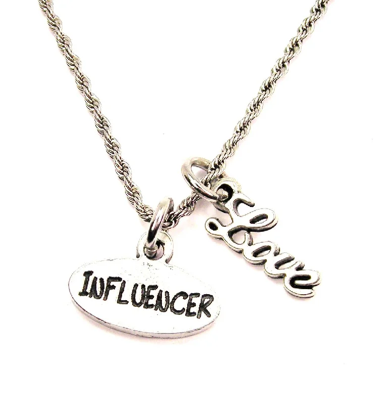 Rose Gold Pendant Necklace-Influencer 20" Chain Necklace With Cursive Love Accent