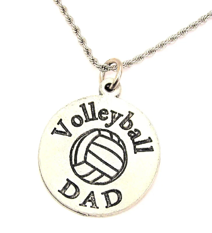 Green Gem Necklace-Volleyball Dad Single Charm Necklace