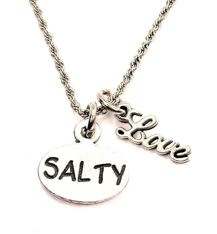 Luxury Pendant Necklace-Salty 20" Chain Necklace With Cursive Love Accent