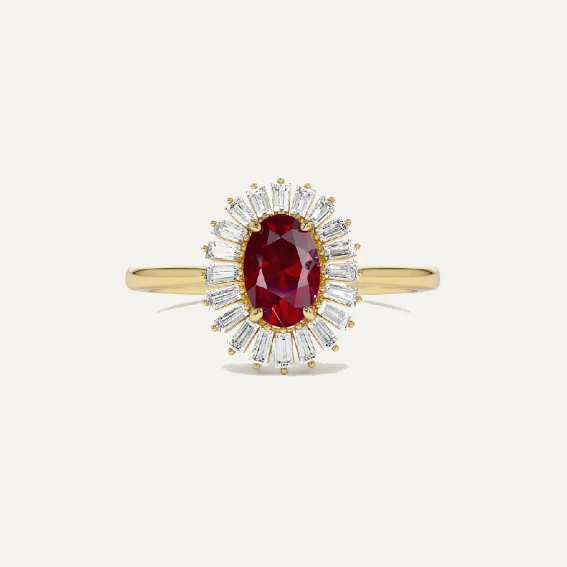 Modern Diamond Ring-18K Gold Ruby & Emerald Diamond Ring