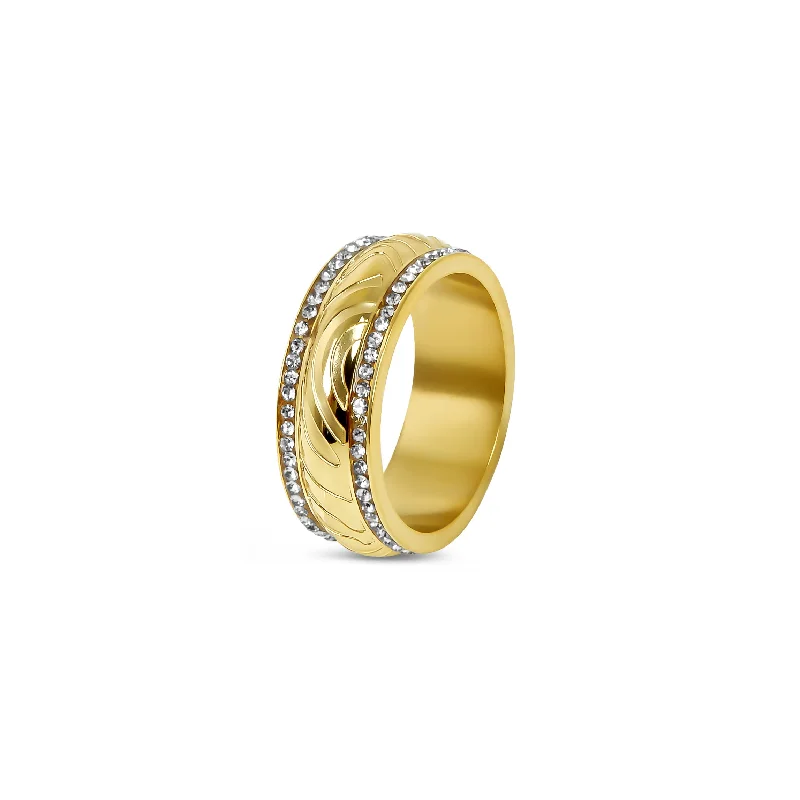 Elegant Diamond Ring-Paphos Luxe Stone Ring - Gold