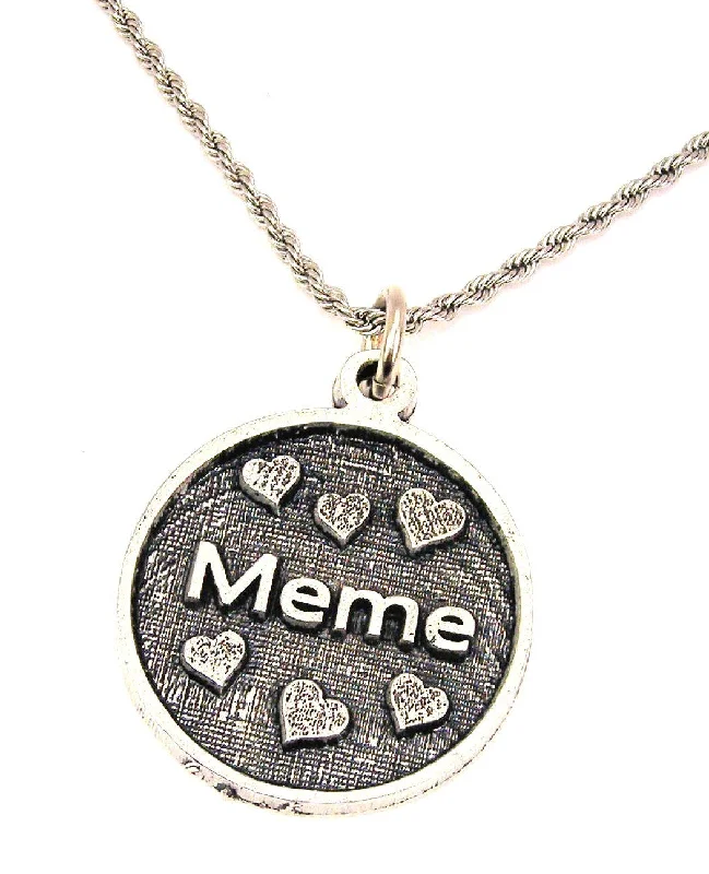 Colored Stone Necklace-Meme With Hearts Single Charm Necklace