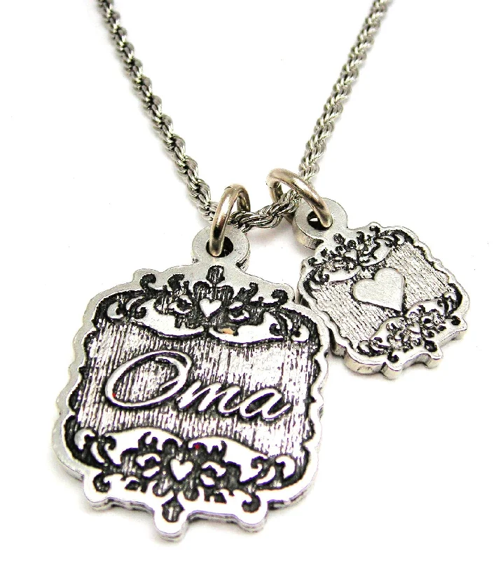 Statement Beaded Necklace-Oma Victorian Scroll With Victorian Accent Heart 20" Chain Necklace