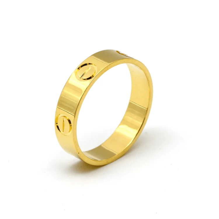 Modern Solitaire Ring-Real Gold Solid Plain Ring 4 MM (Size 6) - Model GZJCT0211 R2617