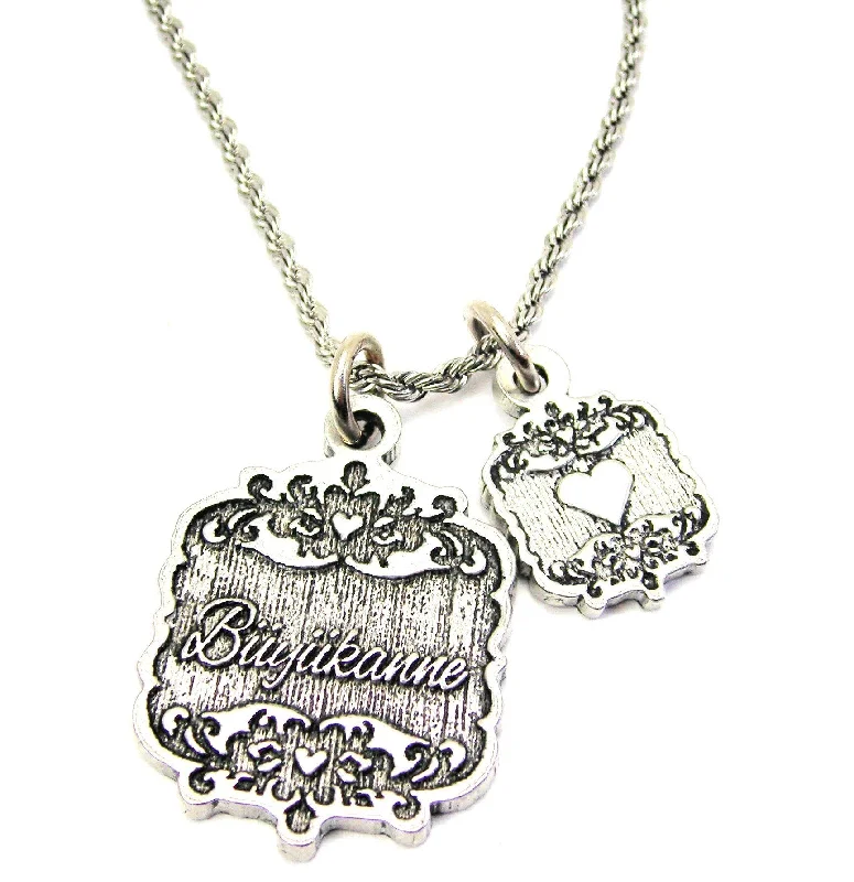 Fashion Jewelry Necklace-Buyukanne Victorian Scroll With Victorian Accent Heart 20" Chain Necklace