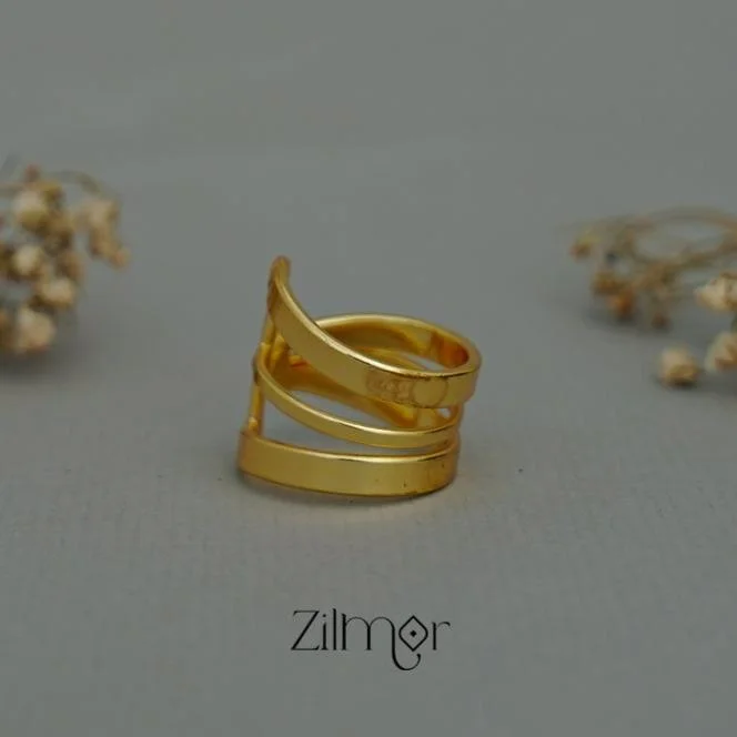 Gold Ring with Diamonds-ZA1011158 - Multi layer Geometric Adjustable Ring