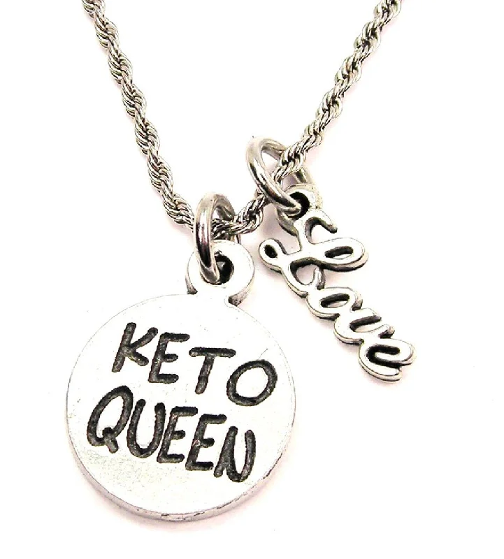 Unique Design Necklace-Keto Queen 20" Chain Necklace With Cursive Love Accent