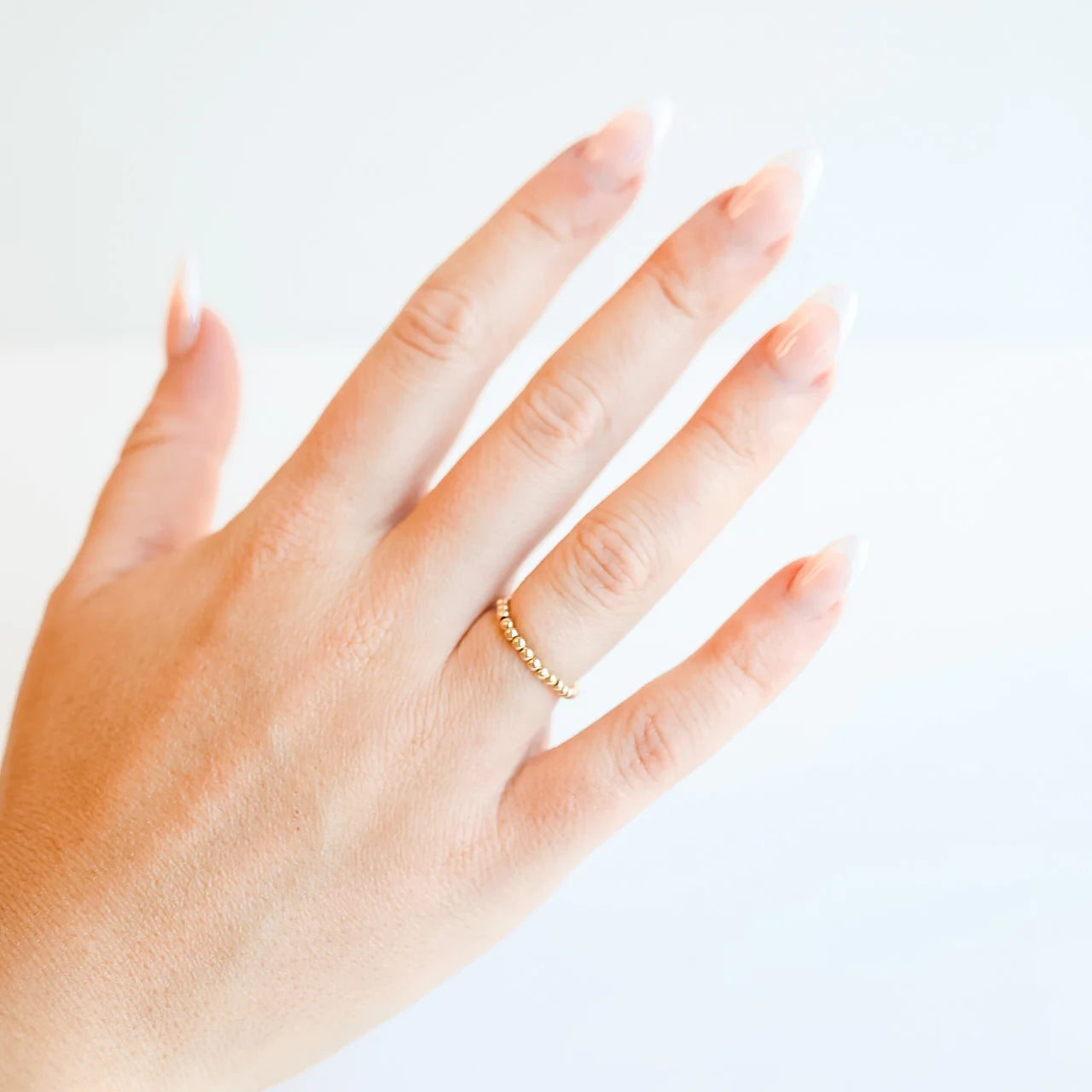 Large Amethyst Ring-Beaded Blondes | Lexi 2MM Beaded Band Ring in Gold