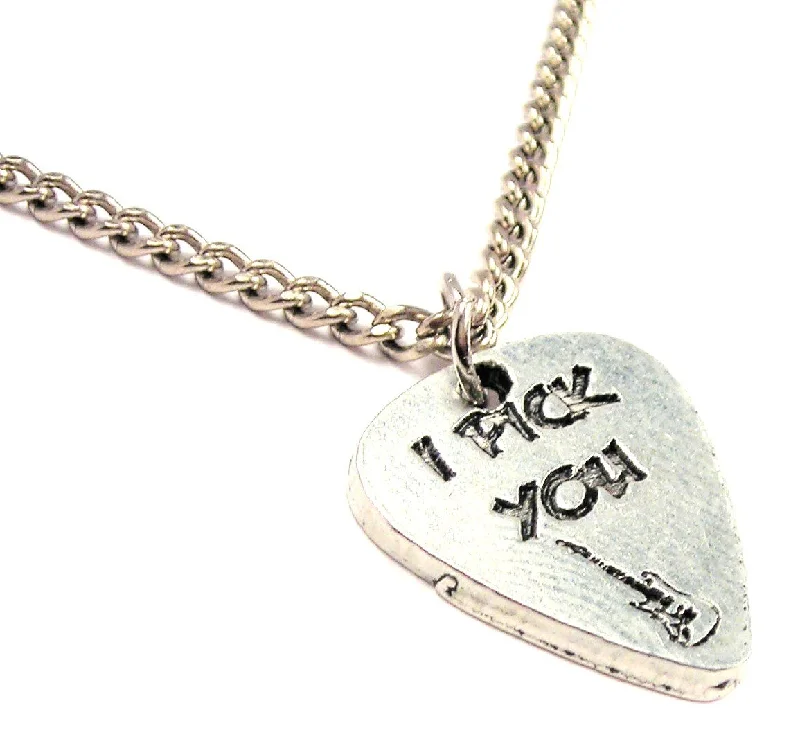 Simple Chain Necklace for Women-I Pick You Guitar Pic Single Charm Necklace