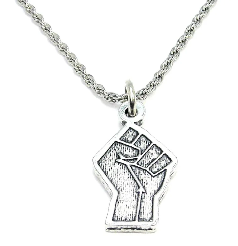 Gold Link Necklace-Black Lives Matter Fist Single Charm Necklace