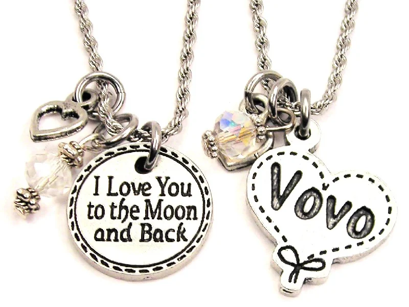 Classic Gold Necklace for Women-Vovo I Love You To The Moon And Back Set Of 2 Rope Chain Necklaces