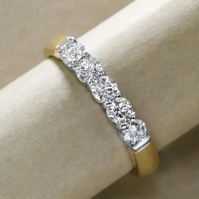 Women’s Ring with Gemstones-Two-Tone Diamond Band