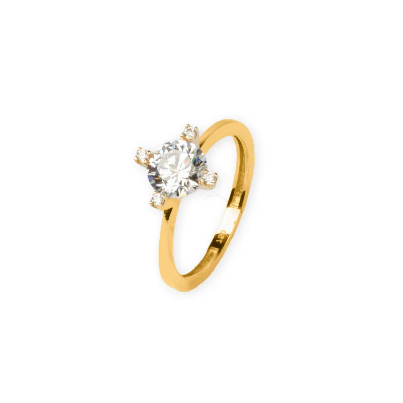 Classic Solitaire Ring-Real Gold Solitaire Ring 0056 (SIZE 5) R1994