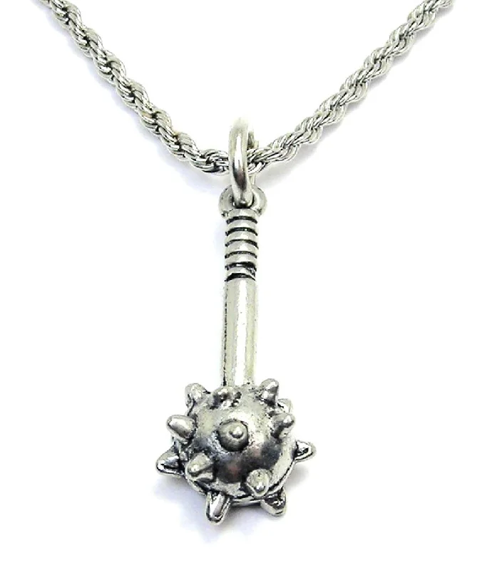 Handmade Gemstone Necklace-Spiked Mace Single Charm Necklace