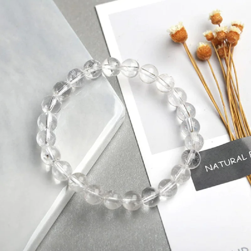 Women’s Personalized Bracelet-Clear Quartz Bead Bracelet