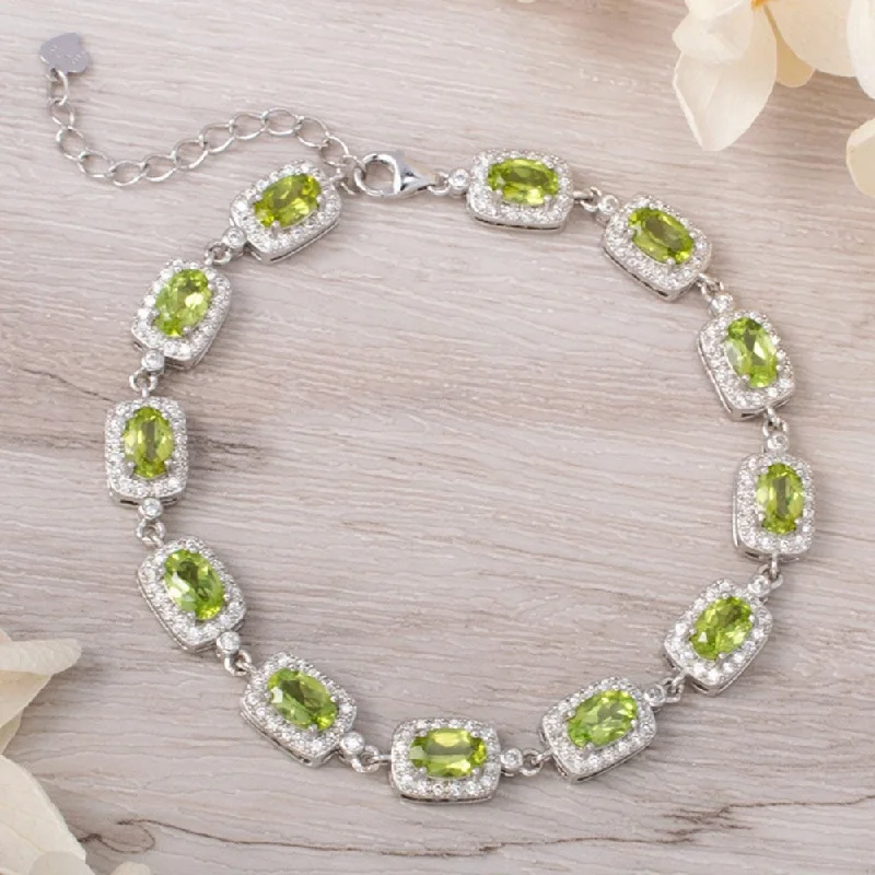 Beaded Bracelet with Charms-Natural Peridot Stone Bracelet