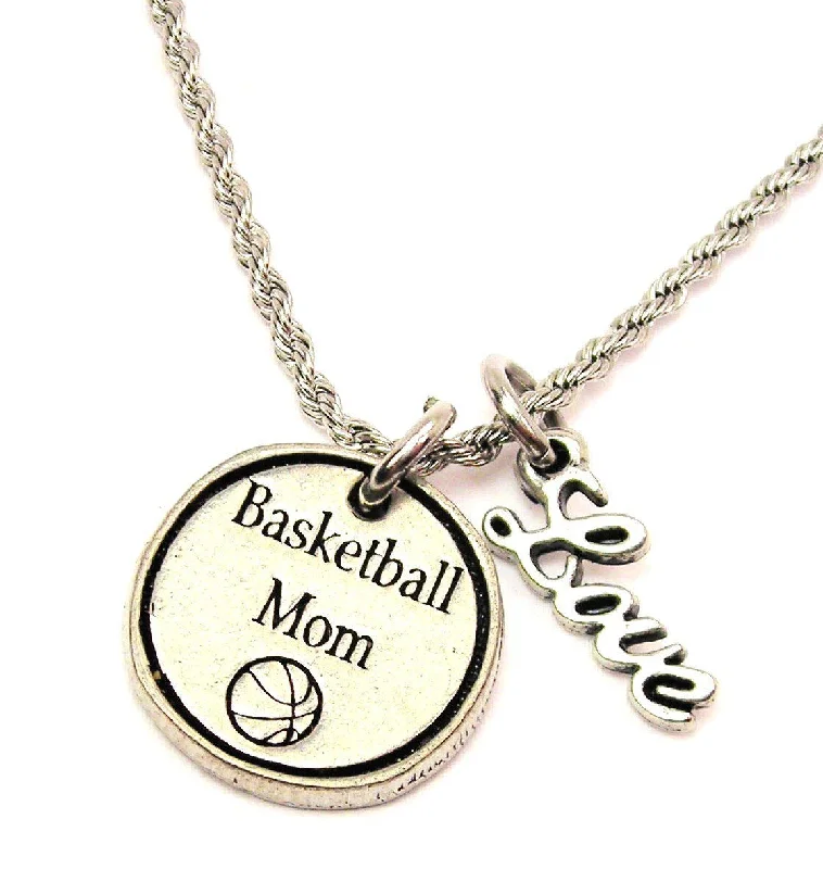 Luxury Diamond Necklace-Basketball Mom 20" Chain Necklace With Cursive Love Accent