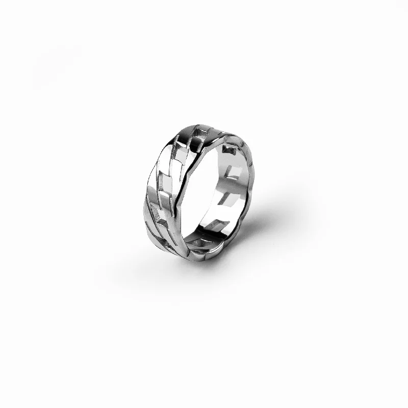 Luxury Wedding Band-Figaro Ring - Silver