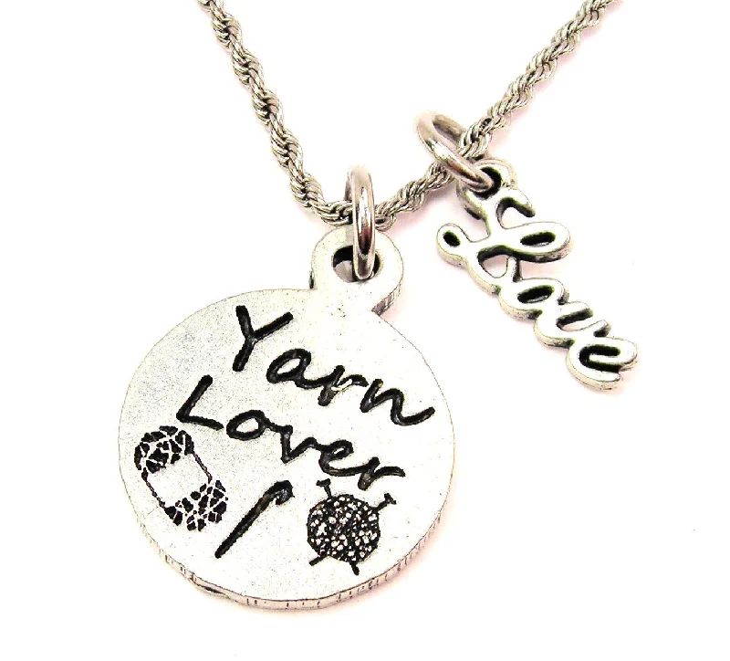 Lightweight Necklace for Women-Yarn Lover 20" Chain Necklace With Cursive Love Accent