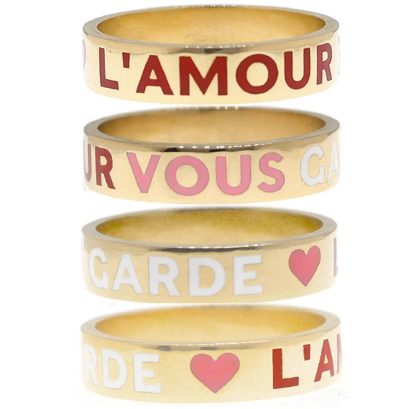 Classic Rose Gold Ring-L'Amour Vous Garde Band Ring