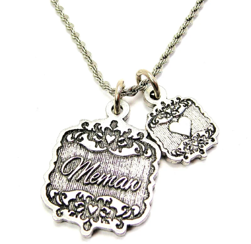 Custom Birthstone Necklace for Mom-Memaw Victorian Scroll With Victorian Accent Heart 20" Chain Necklace